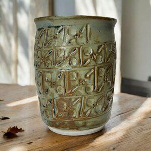 Vintage Unique Hand-Thrown Ceramic Pottery Mug 8 oz. Production Number 10/89
